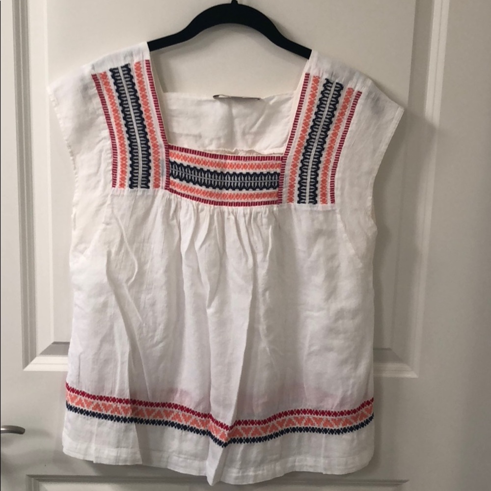 Embroidered gauze top